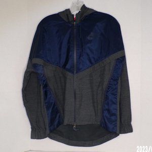 NIKE WOMEN'S MEDIUM BLUE GRAY FULL ZIPPERED HOODED WINDBREAKER JACKET